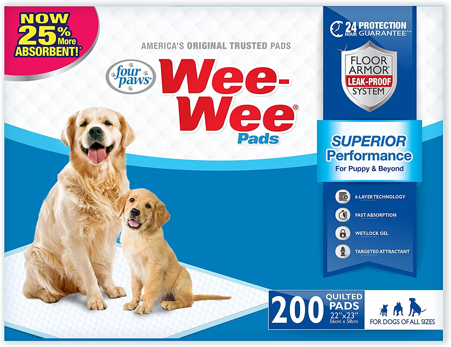 Wee-Wee Premium Performance Dog Training Pads, 200 Count