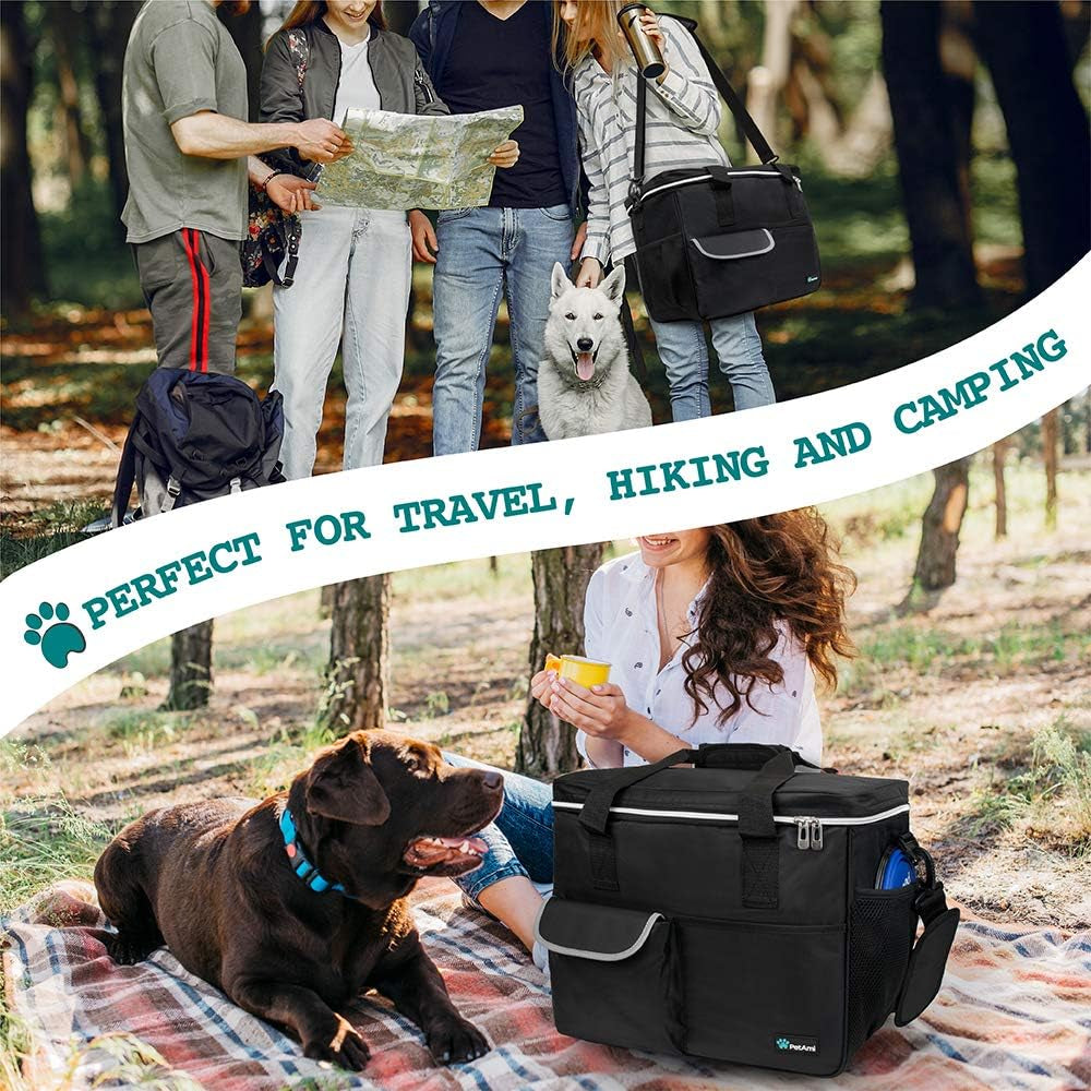 Dog Travel Organizer Bag for Pet Supplies, Medium Black Diaper Tote