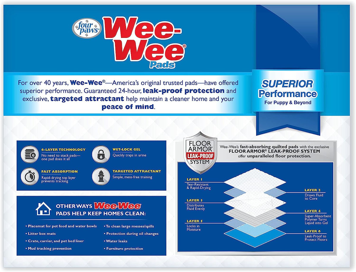 Wee-Wee Premium Performance Dog Training Pads, 200 Count