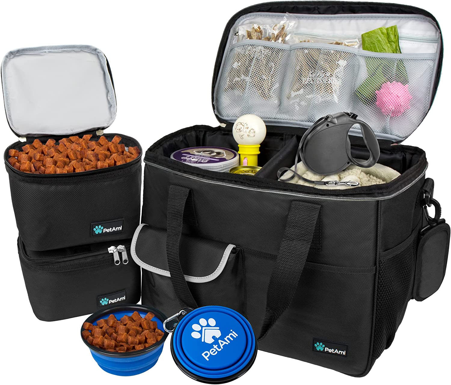 Dog Travel Organizer Bag for Pet Supplies, Medium Black Diaper Tote