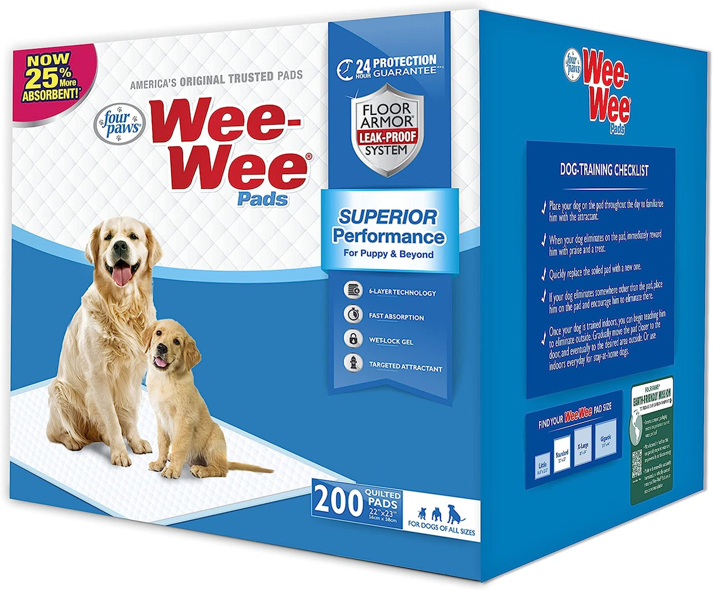 Wee-Wee Premium Performance Dog Training Pads, 200 Count